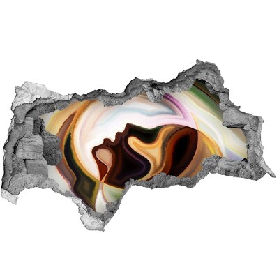Wandsticker 3D doorkijk Een gezicht in aardse kleuren