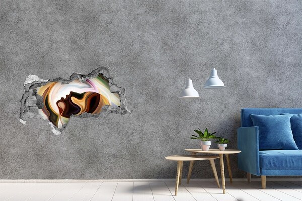Wandsticker 3D doorkijk Een gezicht in aardse kleuren