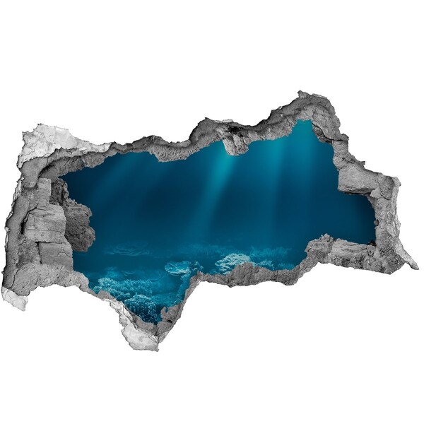 3D sticker gat in stenen muur De onderwaterwereld van koralen