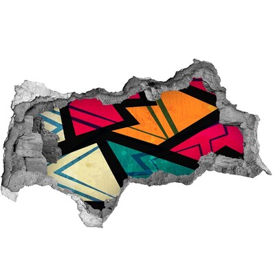 Zelfklevende 3D wandsticker illusie Een kleurrijke muurschildering in een gat in de muur.