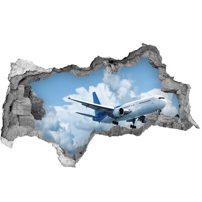 3D muursticker gescheurde muur Vliegen in de wolken
