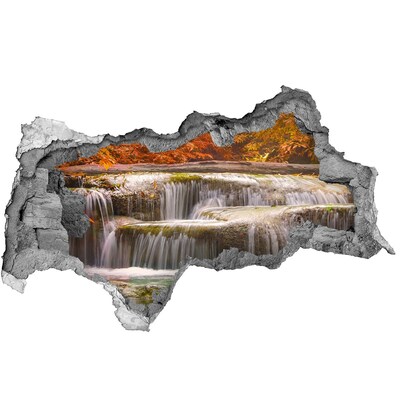 Wandsticker 3D doorkijk Waterval in een herfstlandschap