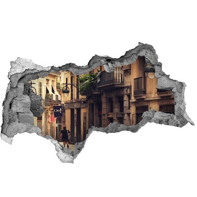 Zelfklevende 3D wandsticker illusie De charmante straatjes van Barcelona