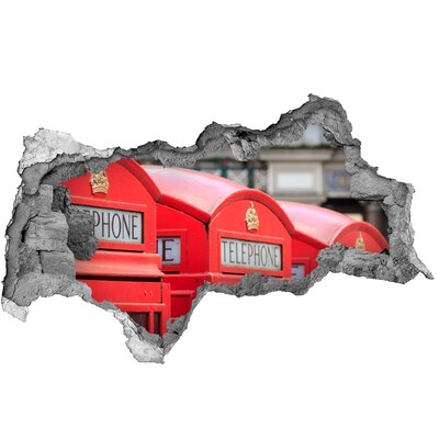 Zelfklevende 3D wandsticker illusie Britse telefooncellen