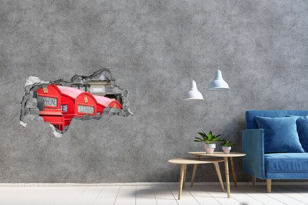Zelfklevende 3D wandsticker illusie Britse telefooncellen