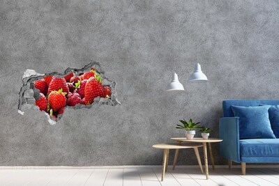 3D muursticker gescheurde muur Aardbeienveld