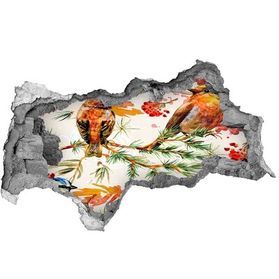 Naklejka 3D dziura samoprzylepna Ptaki w leśnym krajobrazie