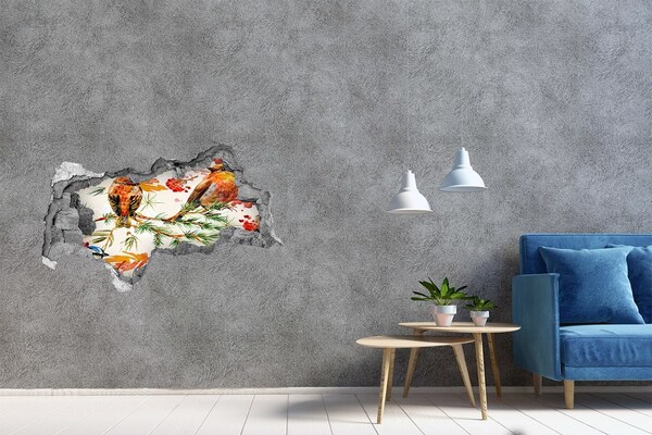 Zelfklevende 3D wandsticker illusie Vogels in een boslandschap