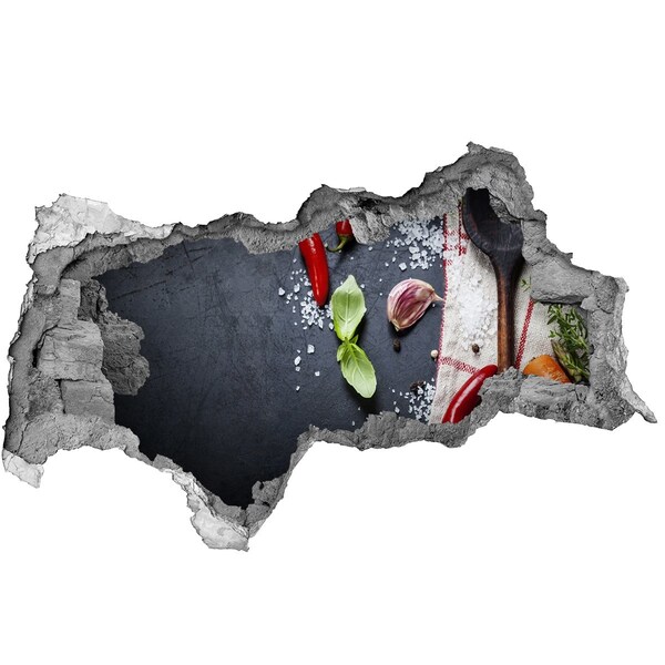 3D muursticker gescheurde muur Een keuken vol smaak