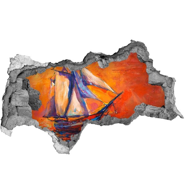 Zelfklevende 3D wandsticker illusie Zonsondergang op zee