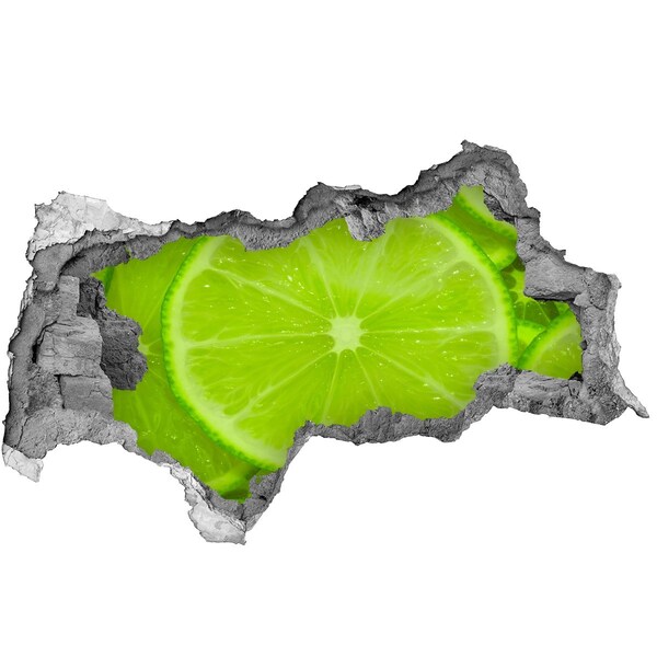 3D muursticker gescheurde muur Sappige limoen in beton