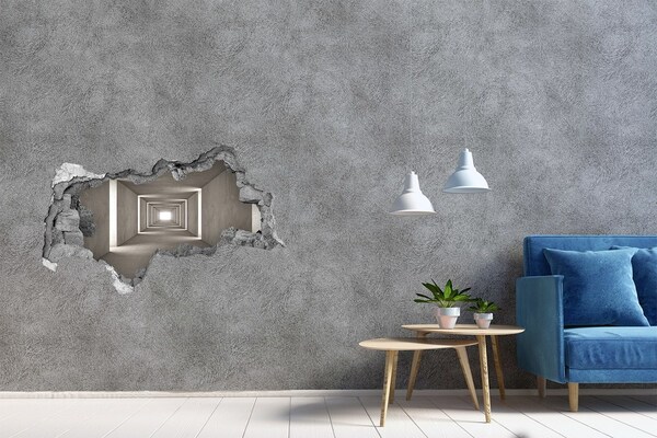 Wandsticker 3D doorkijk Lege betonnen corridor