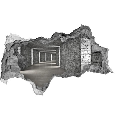 Dziura 3d fototapeta naklejka Zniszczona ściana z widokiem na pustą przestrzeń