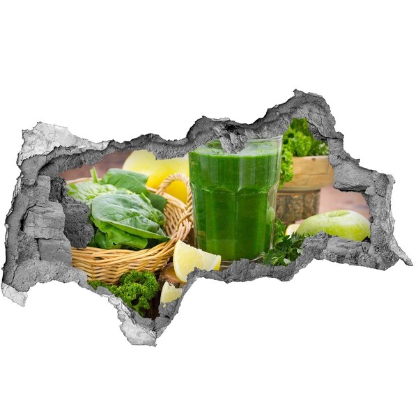 Zelfklevende 3D wandsticker illusie Groene cocktail in een natuurlijke omgeving