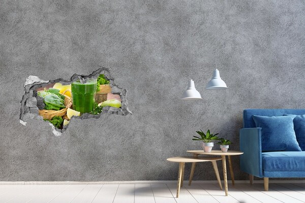 Zelfklevende 3D wandsticker illusie Groene cocktail in een natuurlijke omgeving