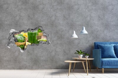 Zelfklevende 3D wandsticker illusie Groene cocktail in een natuurlijke omgeving