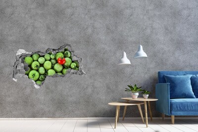 3D muursticker gescheurde muur Fruit in beton