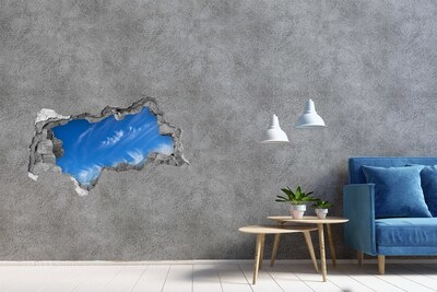 Wandsticker 3D doorkijk Hemel met wolken