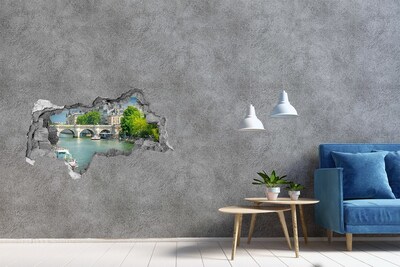 Fototapeta dziura na ścianę 3d Widok na Paryż przez dziurę w ścianie