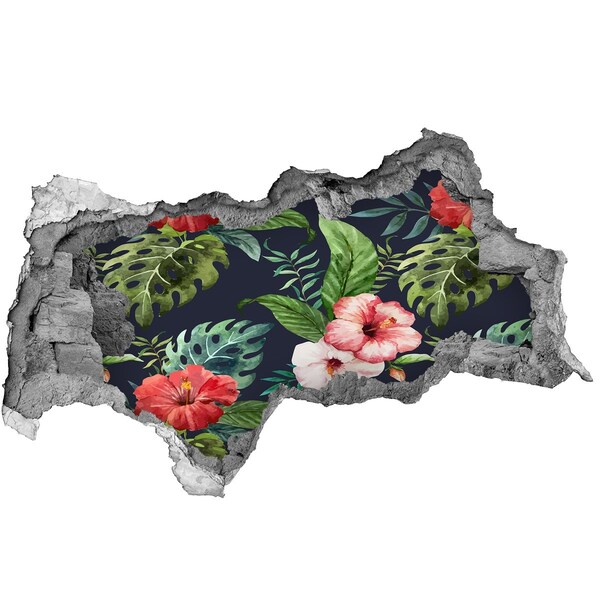 Zelfklevende 3D wandsticker illusie Een verborgen tropische tuin
