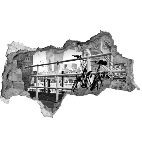 Fototapeta dziura na ścianę 3d Bicykl przy miejskim nabrzeżu