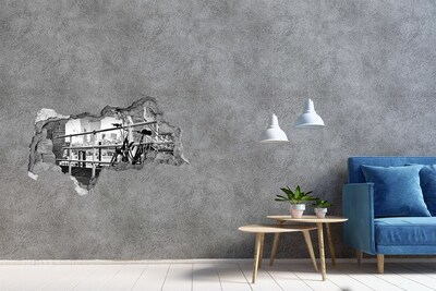 Fototapeta dziura na ścianę 3d Bicykl przy miejskim nabrzeżu