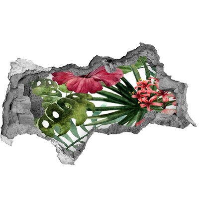 Naklejka 3D dziura na ścianę Tropikalny ogród w dziurze w ścianie