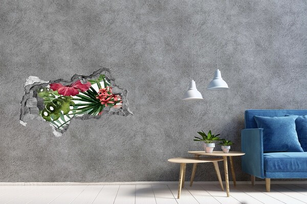 3D sticker gat in stenen muur Een verborgen tropische tuin