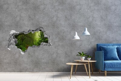 Wandsticker 3D doorkijk Groen bos met een bospad