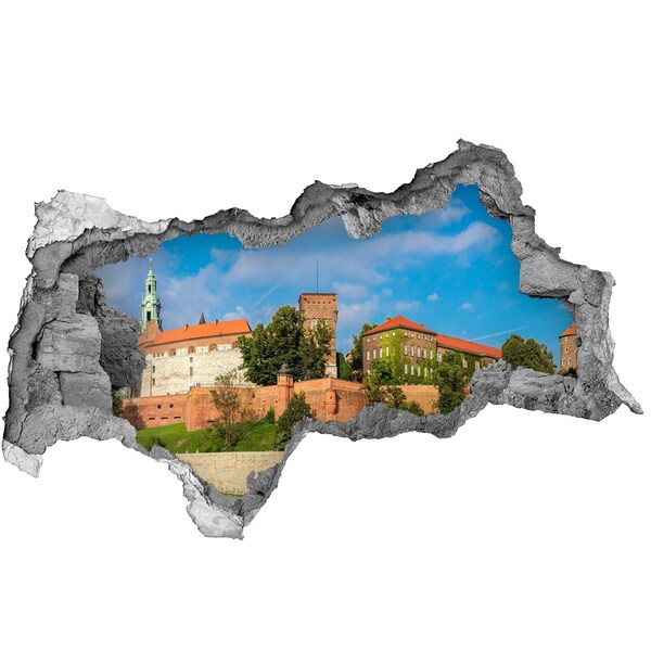 Zelfklevende 3D wandsticker illusie Kasteel op de heuvel