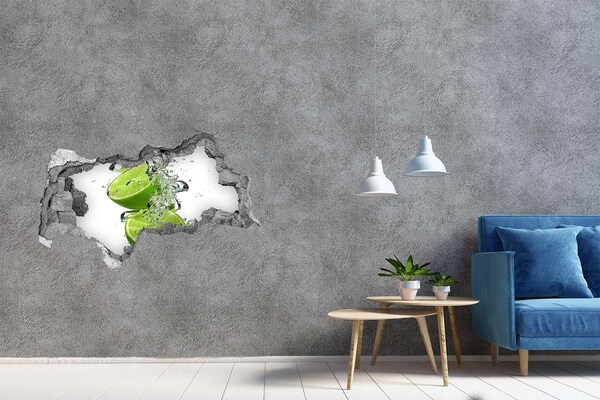 3D sticker gat in stenen muur Verfrissende citroencocktail