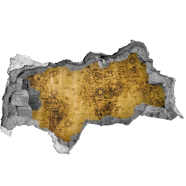Zelfklevende 3D wandsticker illusie Oude kaart van Afrika