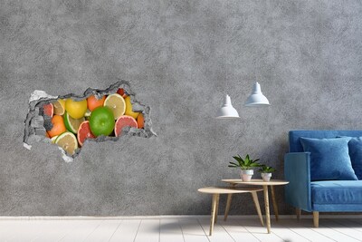 Wandsticker 3D doorkijk Fruitparadijs achter de muur