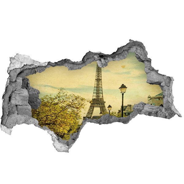 Fototapeta dziura na ścianę 3d Wieża Eiffla w Paryżu