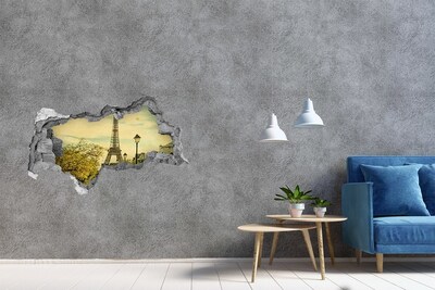 Zelfklevende 3D wandsticker illusie De Eiffeltoren in Parijs