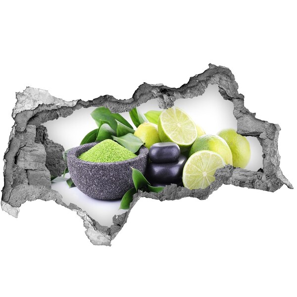 Zelfklevende 3D wandsticker illusie Verse citrusvruchten en kruiden