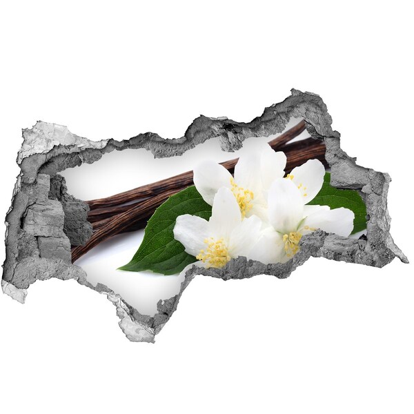 Zelfklevende 3D wandsticker illusie Jasmijnbloemen in beton