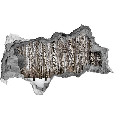 naklejka fototapeta 3D widok Zimowy las brzozowy