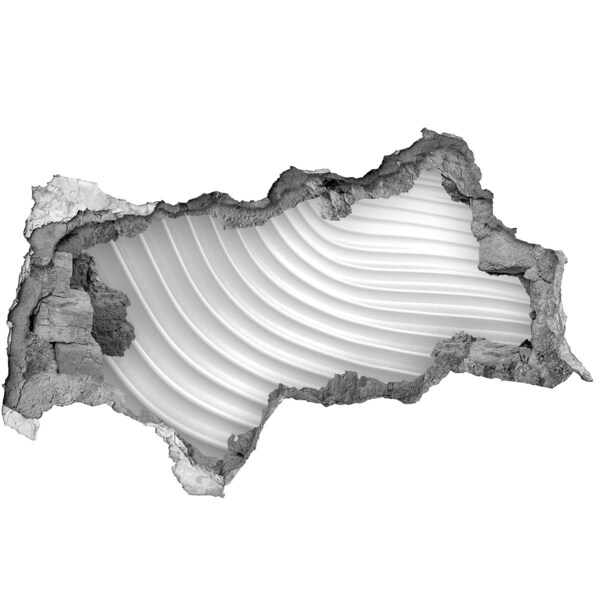 3D sticker gat in stenen muur Een gebroken muur met uitzicht op golvende lijnen.