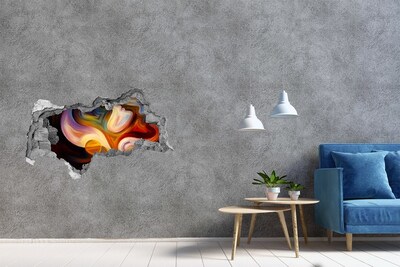 3D muursticker gescheurde muur Kleurrijk abstract landschap