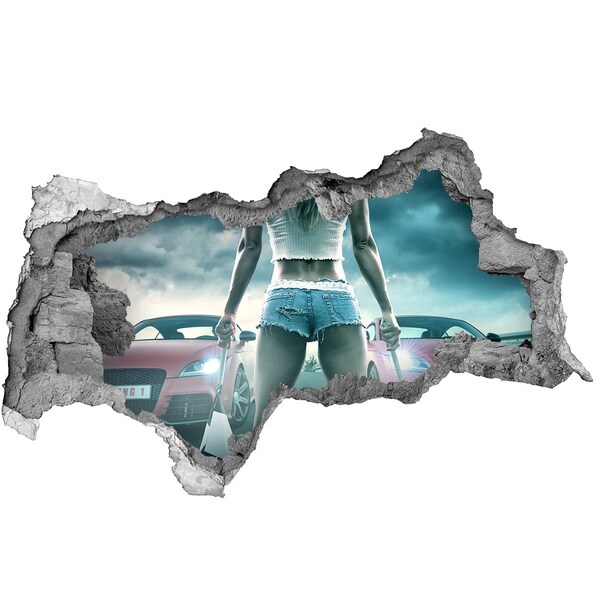 3D sticker gat in stenen muur Razende emoties