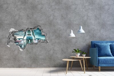 3D sticker gat in stenen muur Razende emoties