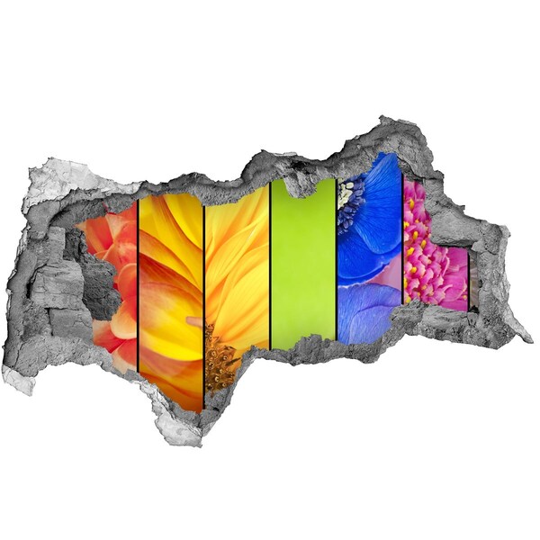 3D muursticker gescheurde muur De bloemenwereld achter de muur