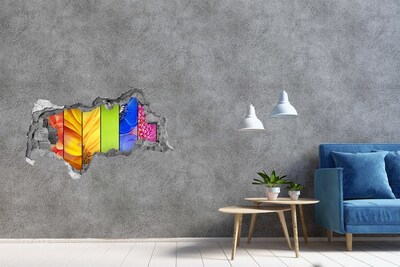 3D muursticker gescheurde muur De bloemenwereld achter de muur