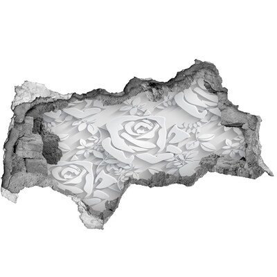 3D sticker gat in stenen muur Bloemenillusie in beton