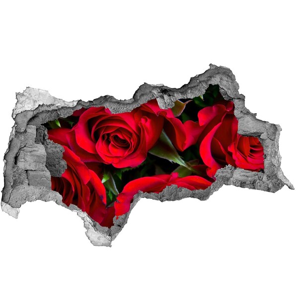 3D muursticker gescheurde muur Bloemenexplosie in beton