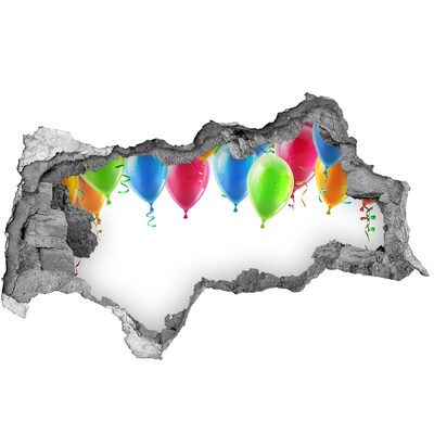 3D sticker gat in stenen muur Ballonnen in een gat in de muur