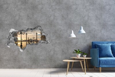 Zelfklevende 3D wandsticker illusie Venetië bij zonsopgang