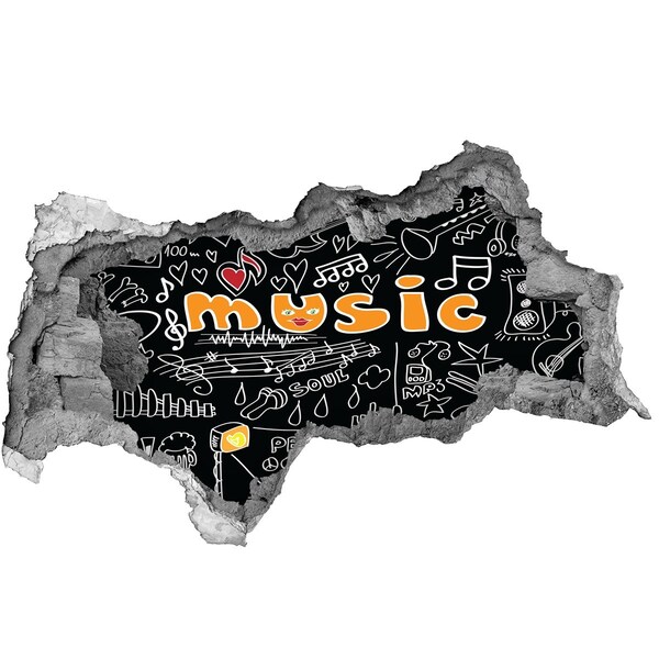 3D muursticker gescheurde muur De muzikale wereld achter de muur