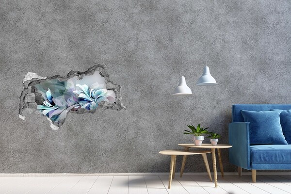 Wandsticker 3D doorkijk Bloemenillusie in beton